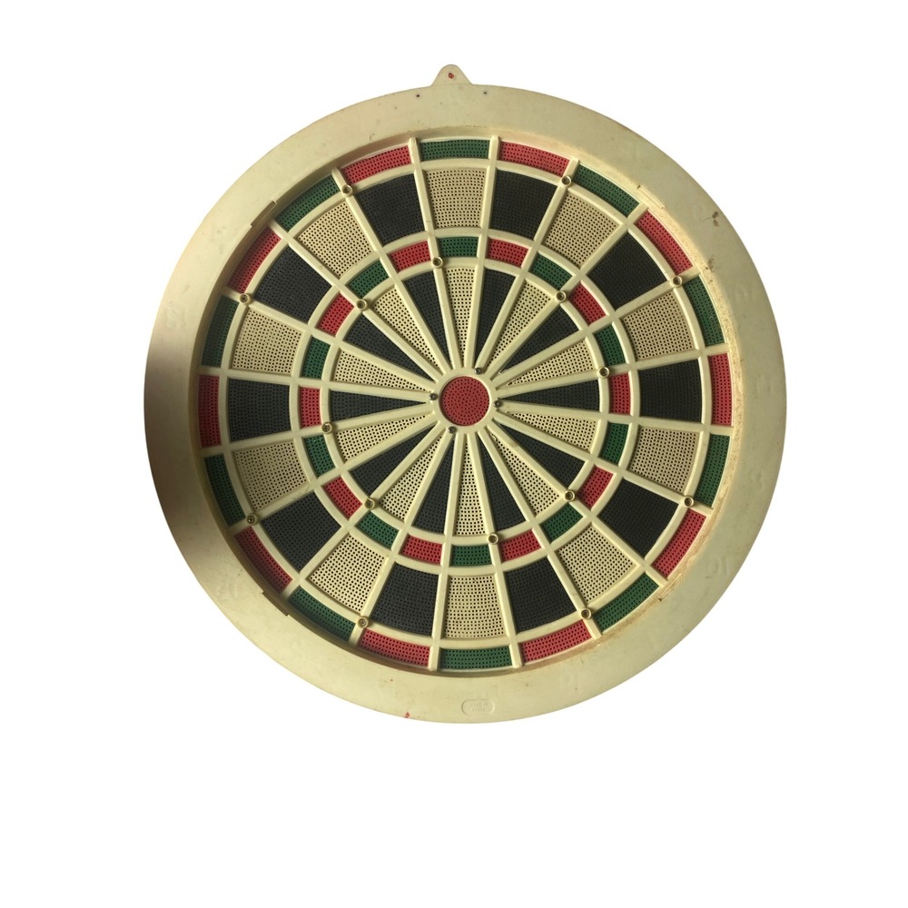 Vintage Plastic‎ Soft Tip Dartboard 15.5" Wall Mount Red Green Black Cream
